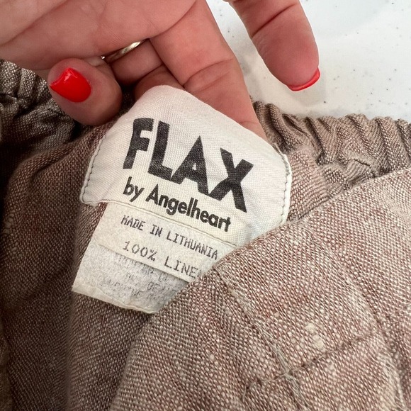 Flax by Angelheart Women's 100% Linen Midi‎ Skirt Elastic Waist Beige - Picture 9 of 12